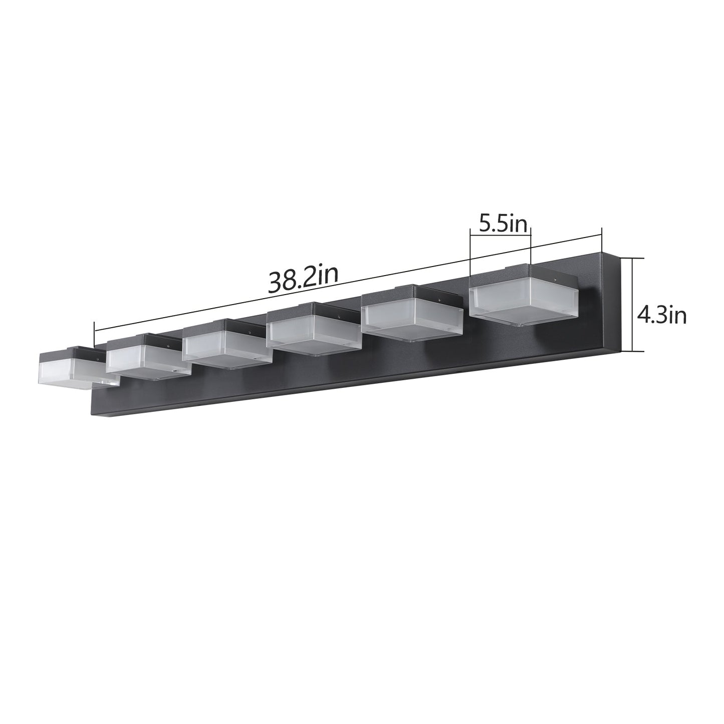 Modern 6-Light Black LED Vanity Mirror Light Fixture For Bathrooms And