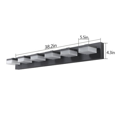 Modern 6-Light Black LED Vanity Mirror Light Fixture For Bathrooms And
