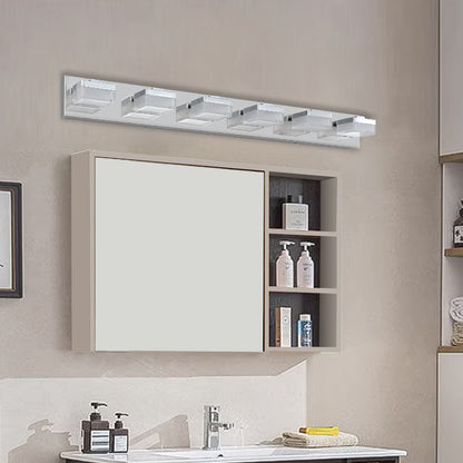 Modern 6-Light Chrome LED Vanity Mirror Light Fixture For Bathrooms