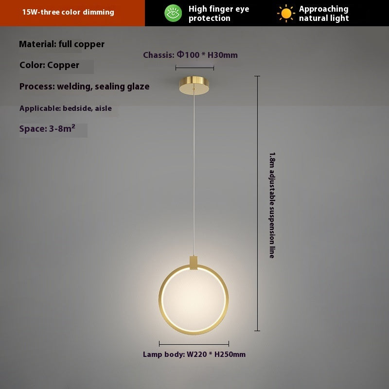 Modern Home Copper Bar Bedside Small Droplight