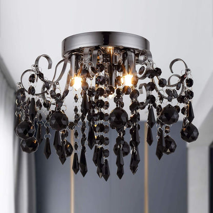 Small Crystal Flush Mount Ceiling Light 3-Light G9