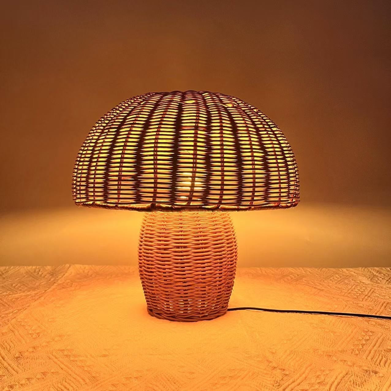 Bohemian Style Bedside Decorative Woven Creative Desktop Decoration Mushroom Table Lamp