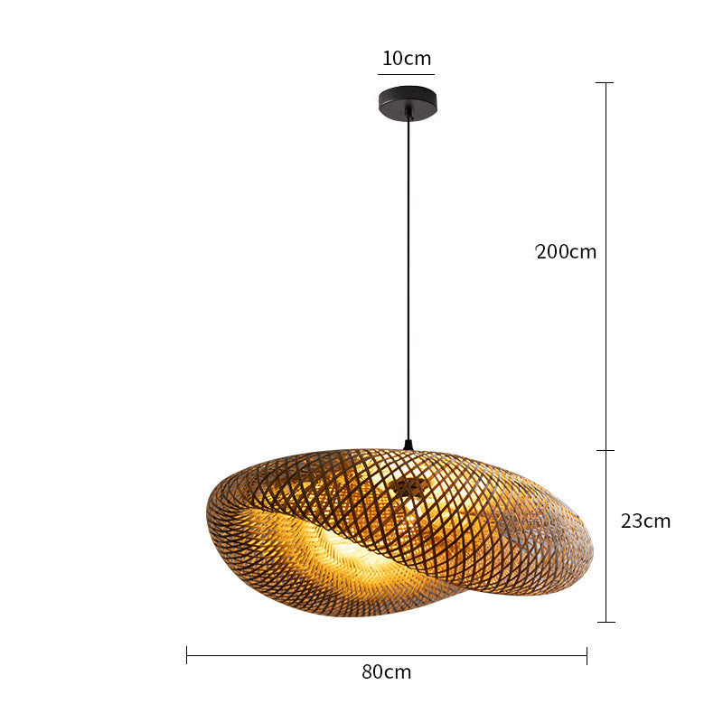 B&B Rattan And Bamboo Chandelier Zen Retro