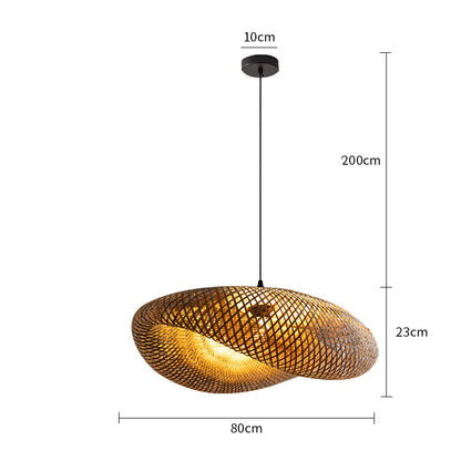 B&B Rattan And Bamboo Chandelier Zen Retro