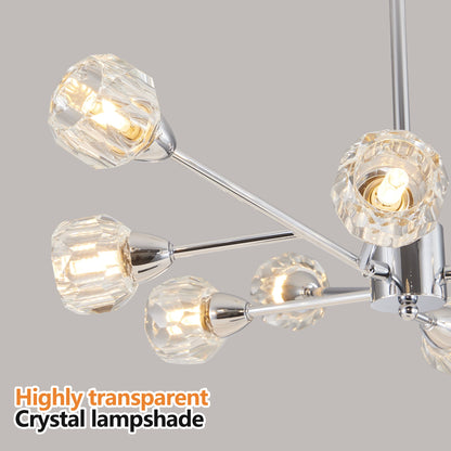 Modern Crystal Chandeliers, 9 Lights Chrome Chandelier for Living Room