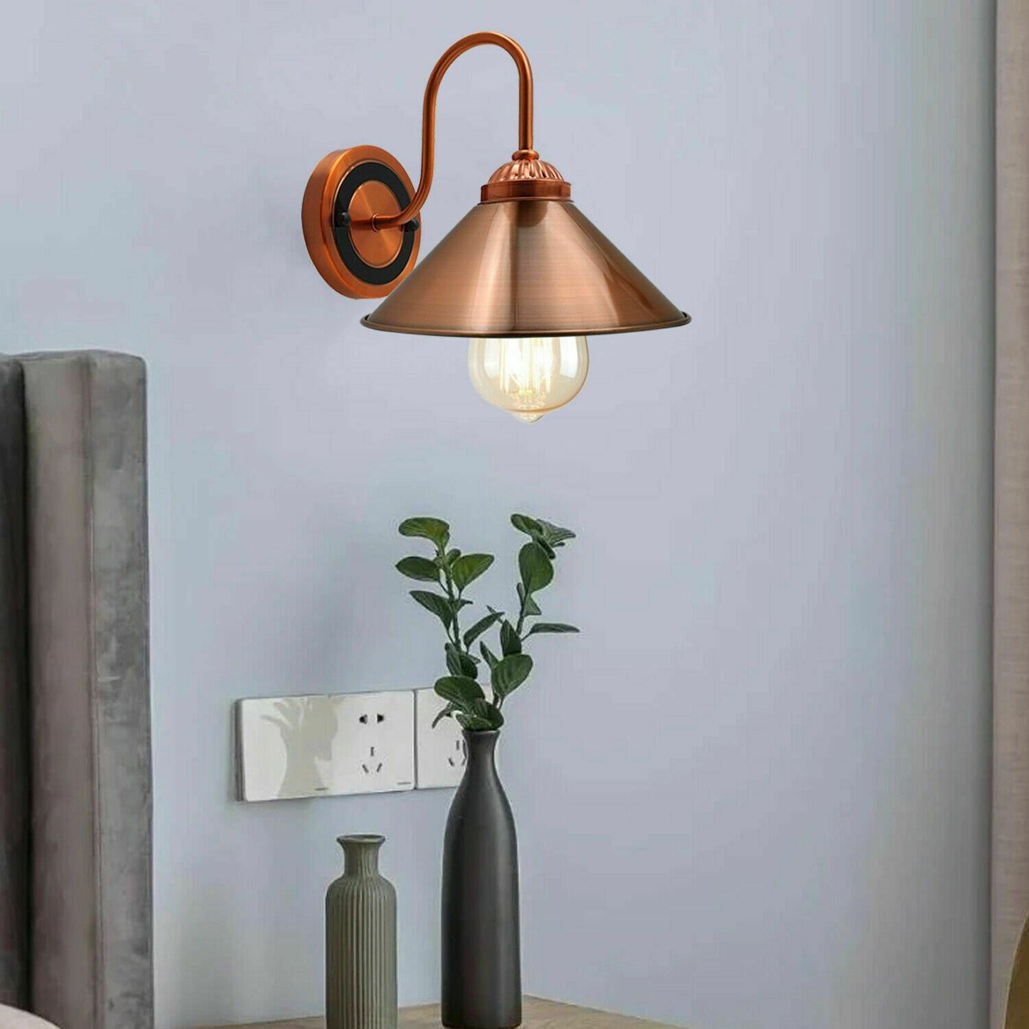 Modern E27 Solid Copper Metal Wall Light Lamp Sconce Light