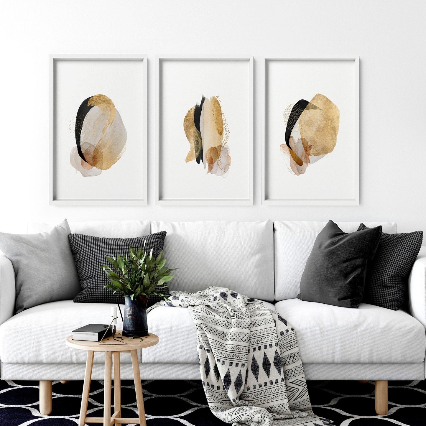 Abstract prints | set of 3 wall art for living room