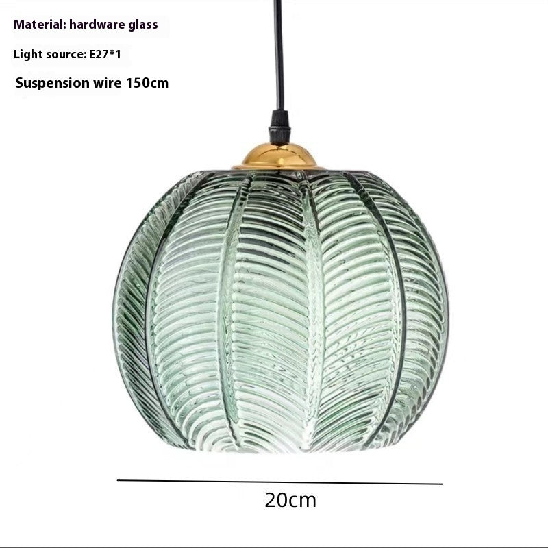 Creative Bedroom Light Leaf Pattern Glass Chandelier