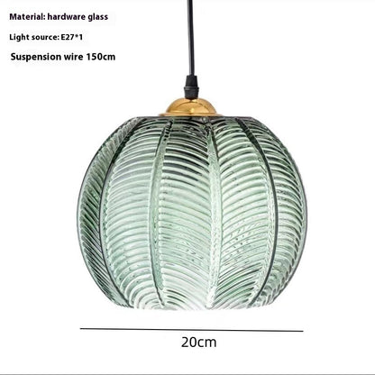 Creative Bedroom Light Leaf Pattern Glass Chandelier