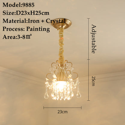 American Small Chandelier Balcony Aisle Corridor Single Head Crystal