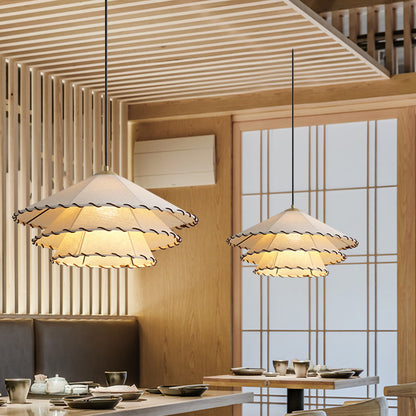 Retro Japanese Style Chandelier Warm Light Nostalgic Fabric