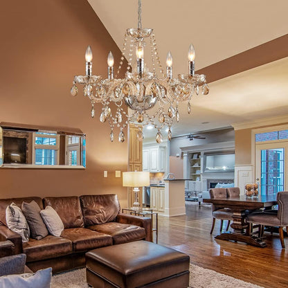 Champagne Crystal Chandelier 5 Light Modern Bedroom