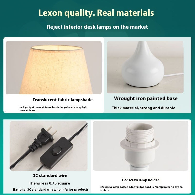 Fabric Table Lamp Bedroom Bedside Lamp High-grade Warm Atmosphere