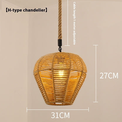 Hemp Rope Retro Restaurant Ideas Industrial Style Chandelier