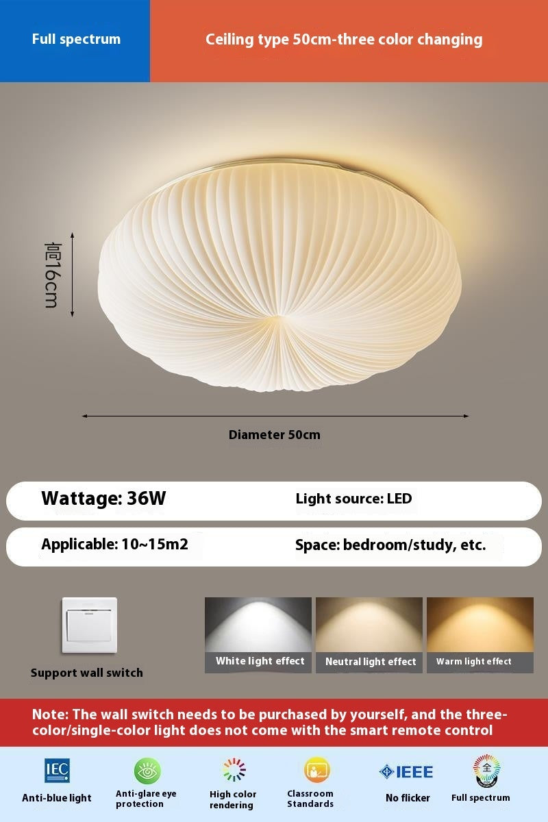 Bedroom Ceiling Lamp Modern Minimalist Nordic Cream Style Warm Creative Eye Protection