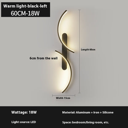 Minimalist Creative Line Wall Lamp Living Room Bedroom Bedside Lamp