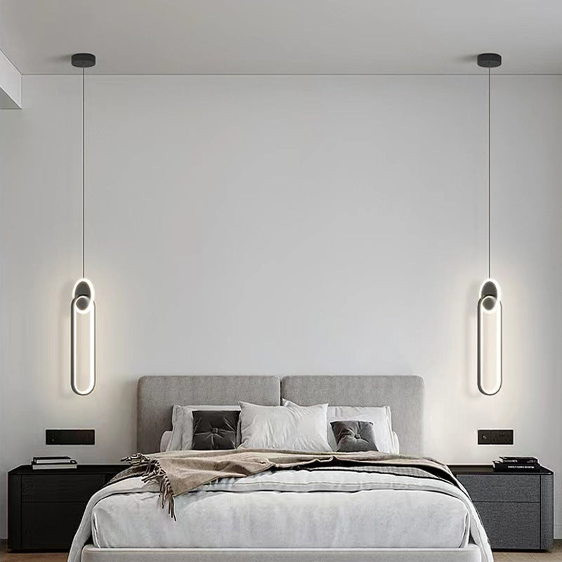 Modern Simple Bedroom Nordic Bed Lamp LED Double Ring Small Chandelier