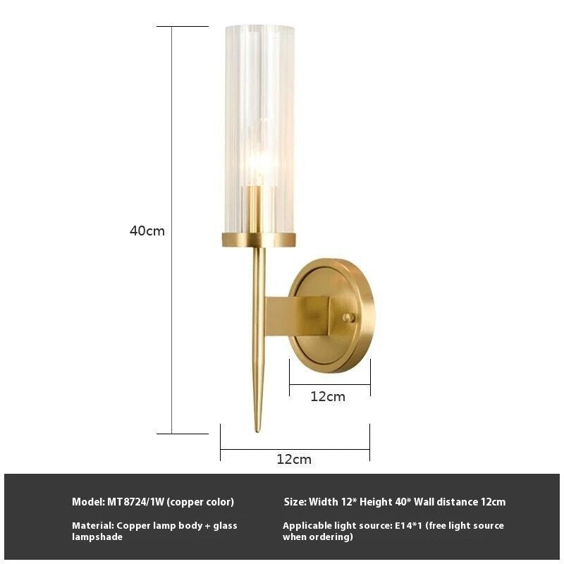 Modern Glass Wall Lamp - Copper or Iron Single Head
