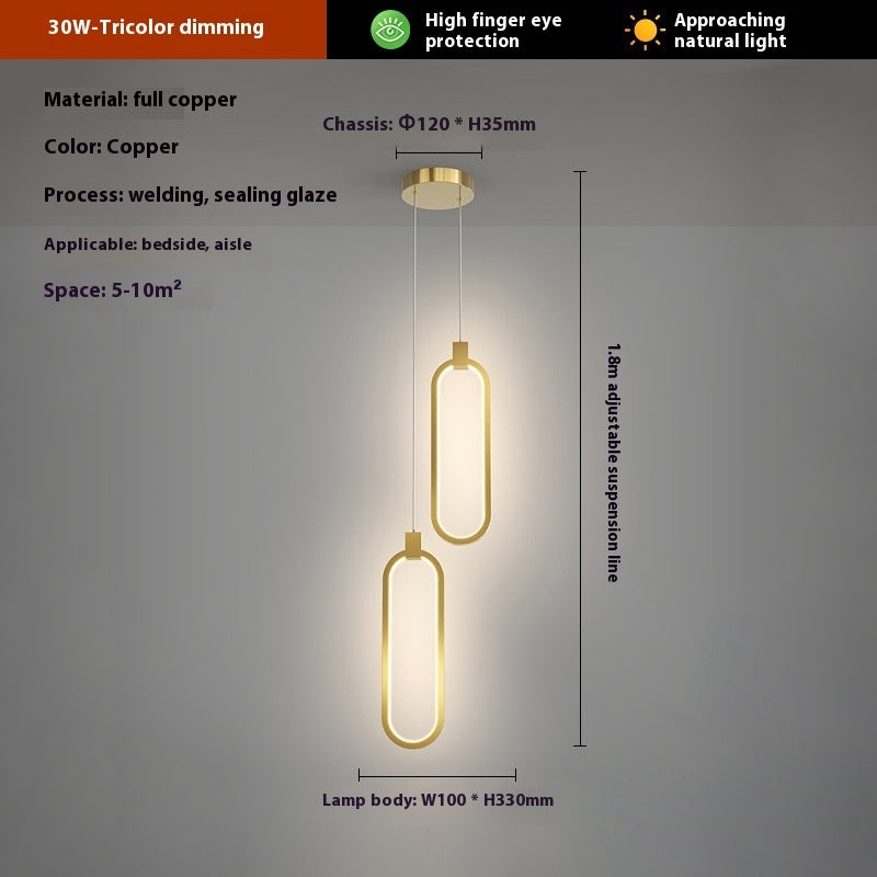 Modern Home Copper Bar Bedside Small Droplight