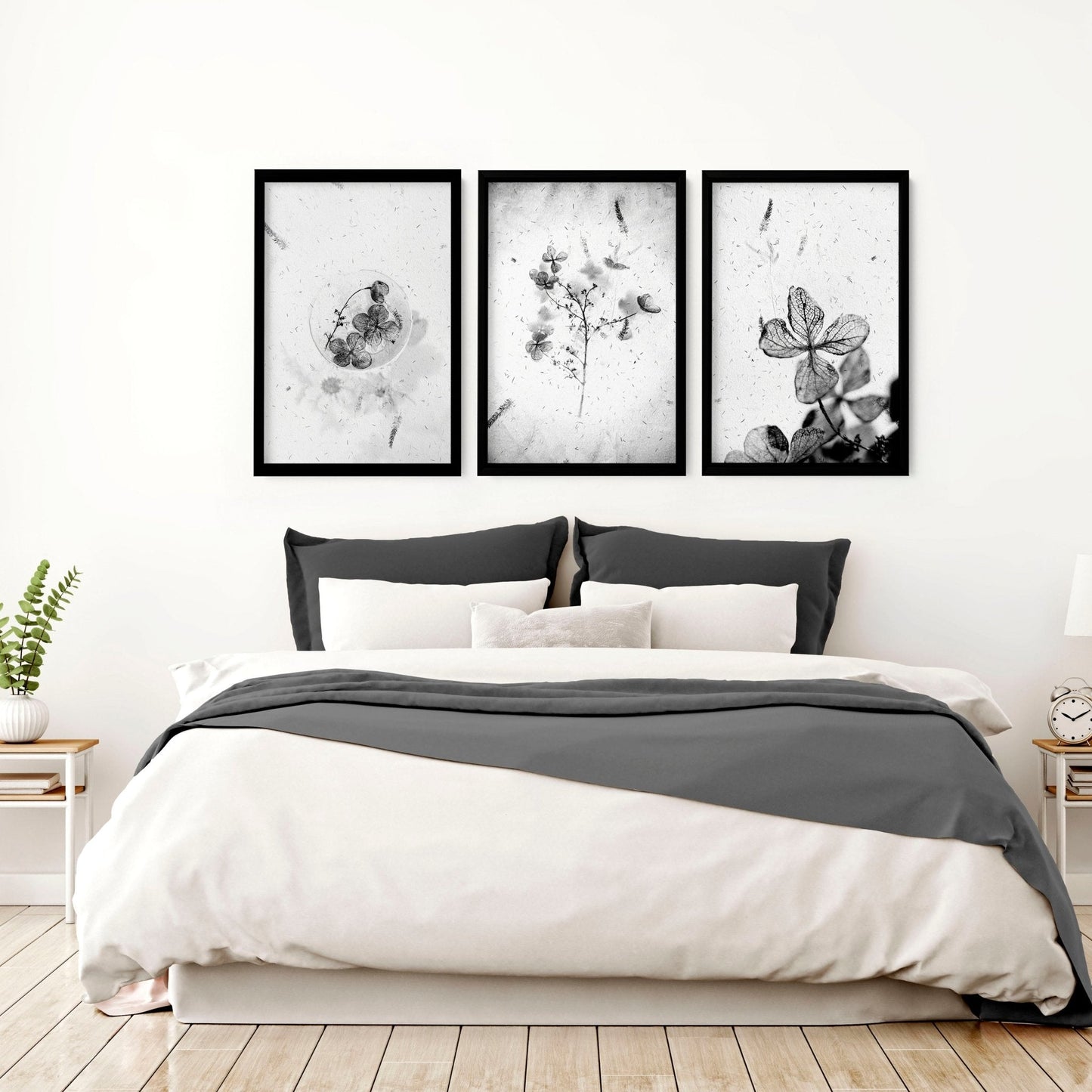 Bedroom art prints | set of 3 framed wall prints
