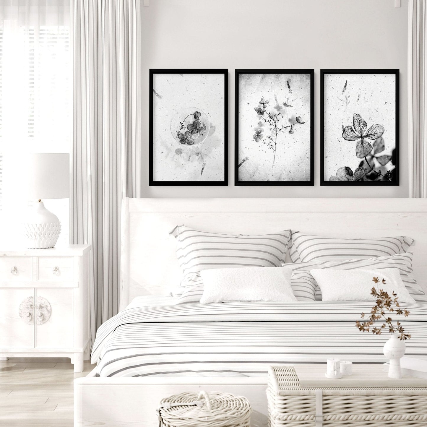 Bedroom art prints | set of 3 framed wall prints