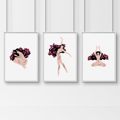 Art prints for bathroom | Set of 3 wall art prints
