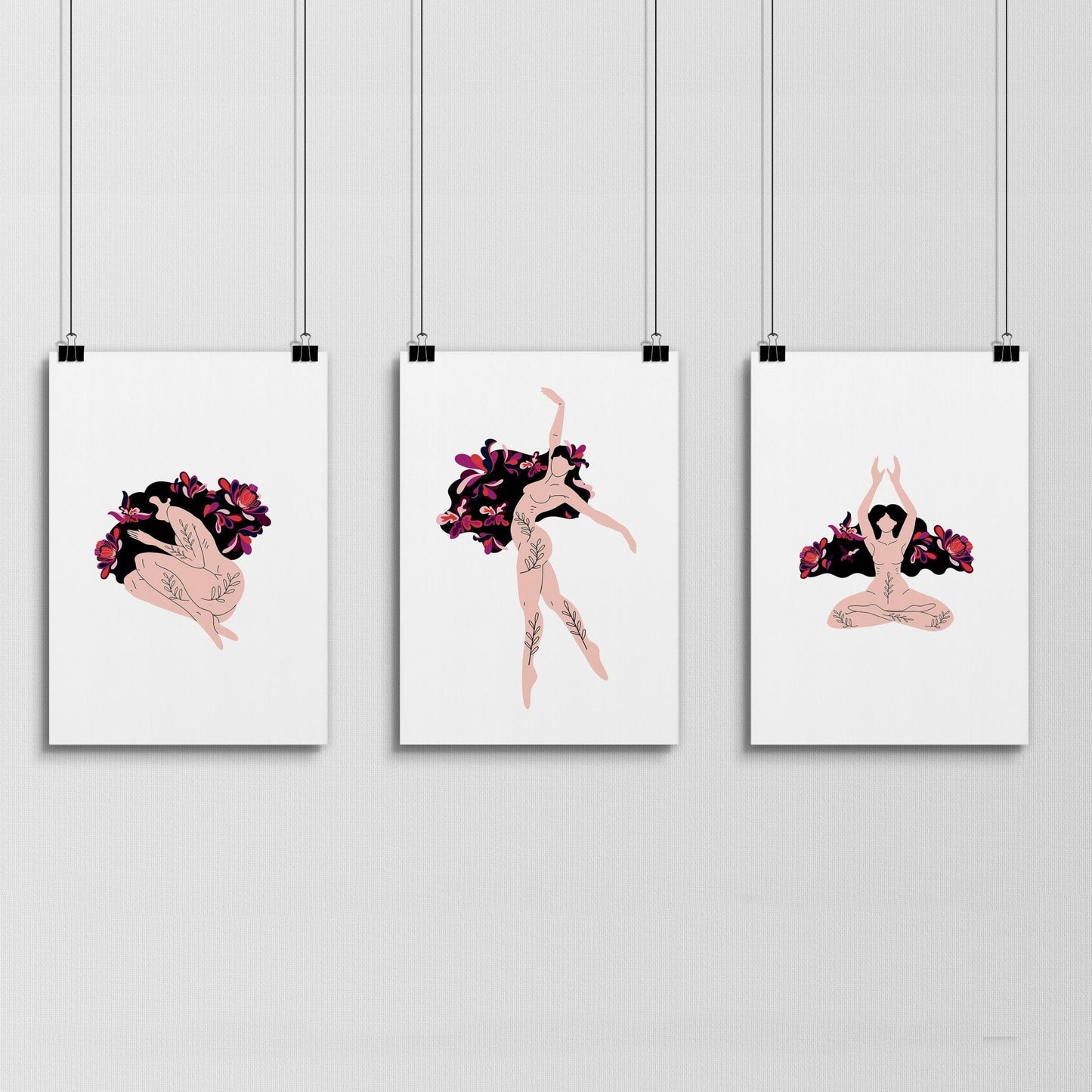 Art prints for bathroom | Set of 3 wall art prints