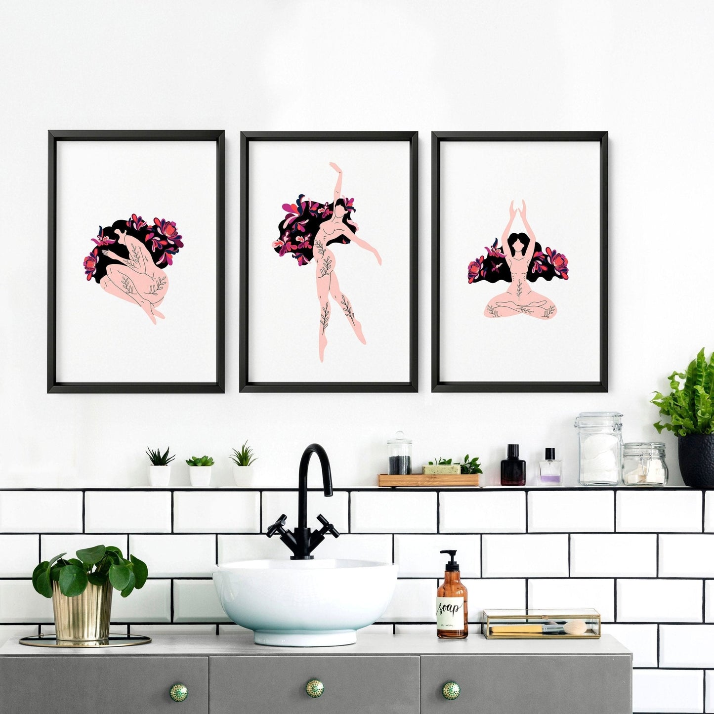 Art prints for bathroom | Set of 3 wall art prints