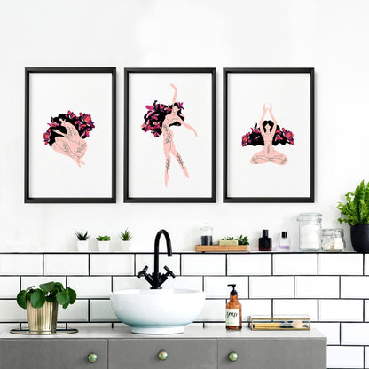 Art prints for bathroom | Set of 3 wall art prints