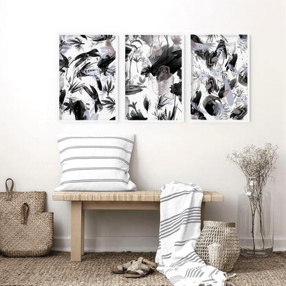 Black and white wall pictures | set of 3 wall art prints