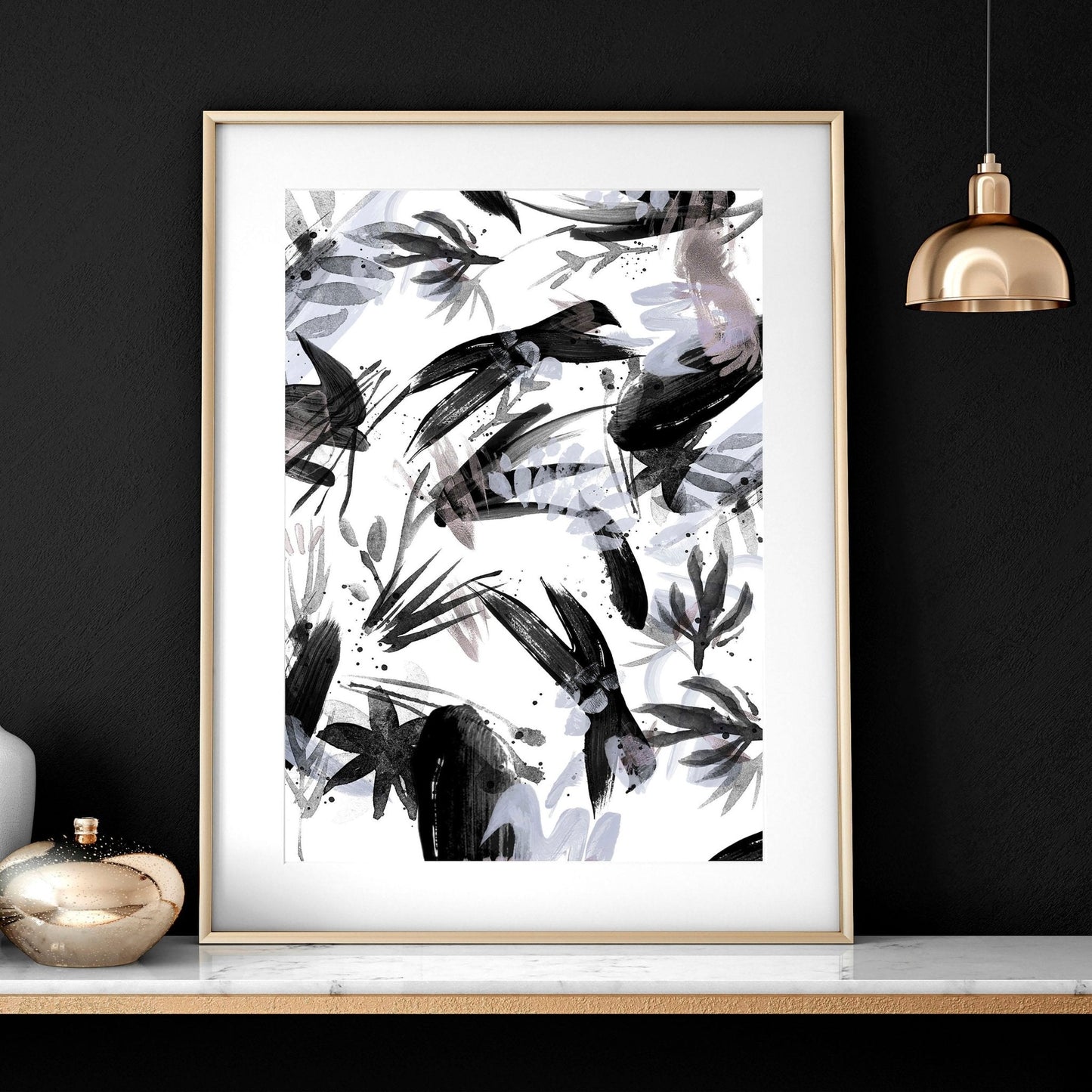 Black and white wall pictures | set of 3 wall art prints