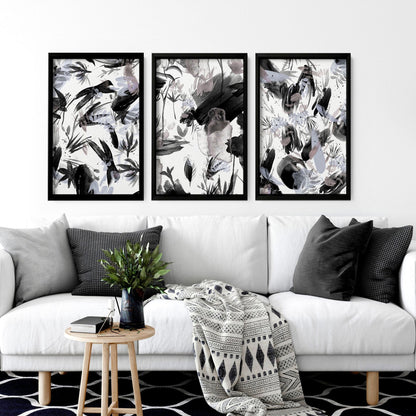 Black and white wall pictures | set of 3 wall art prints