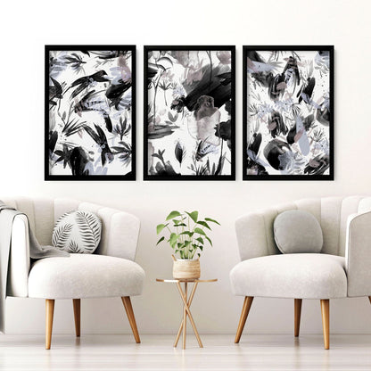 Black and white wall pictures | set of 3 wall art prints
