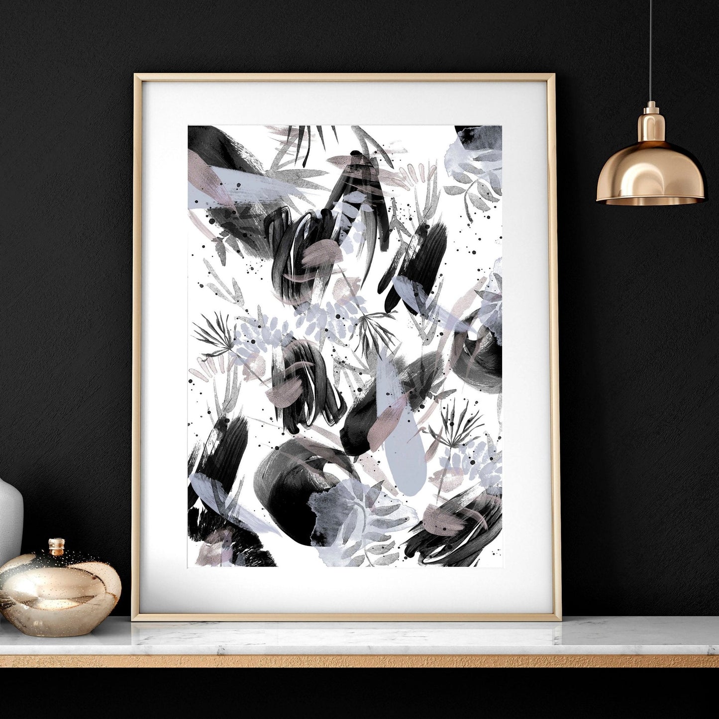 Black and white wall pictures | set of 3 wall art prints