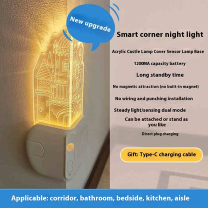 Castle Small Night Lamp Corner Wall Protector Anti-collision Decoration Ambience Light