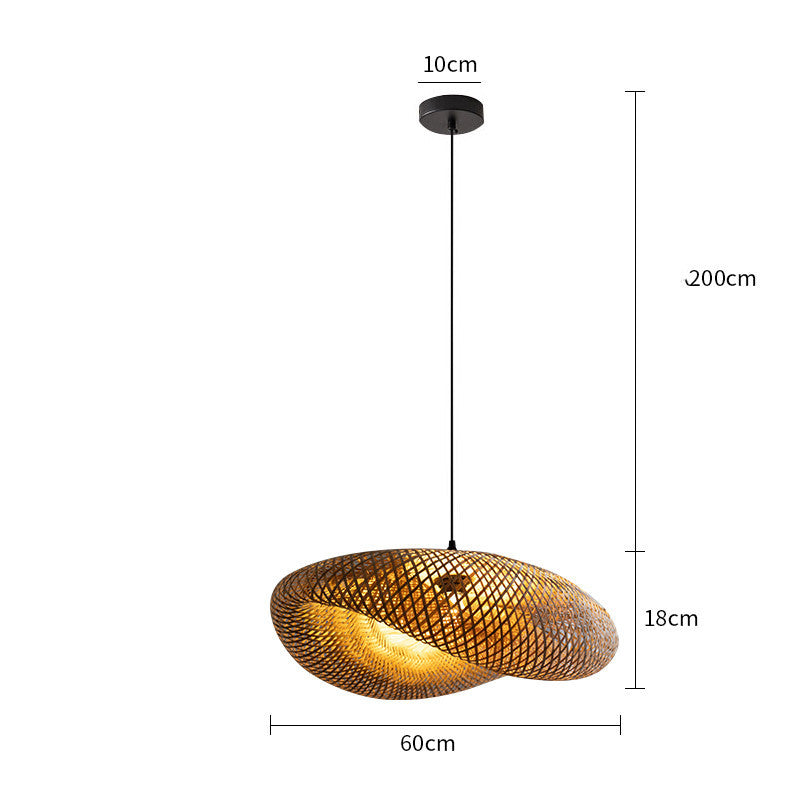 B&B Rattan And Bamboo Chandelier Zen Retro