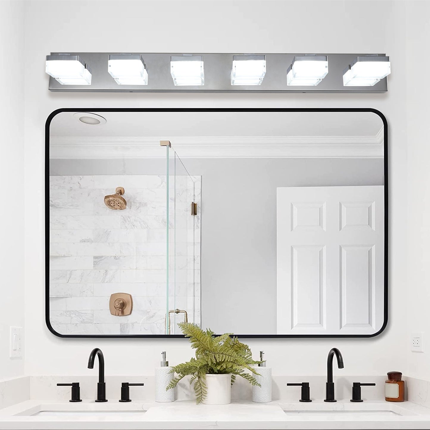 Modern 6-Light Chrome LED Vanity Mirror Light Fixture For Bathrooms