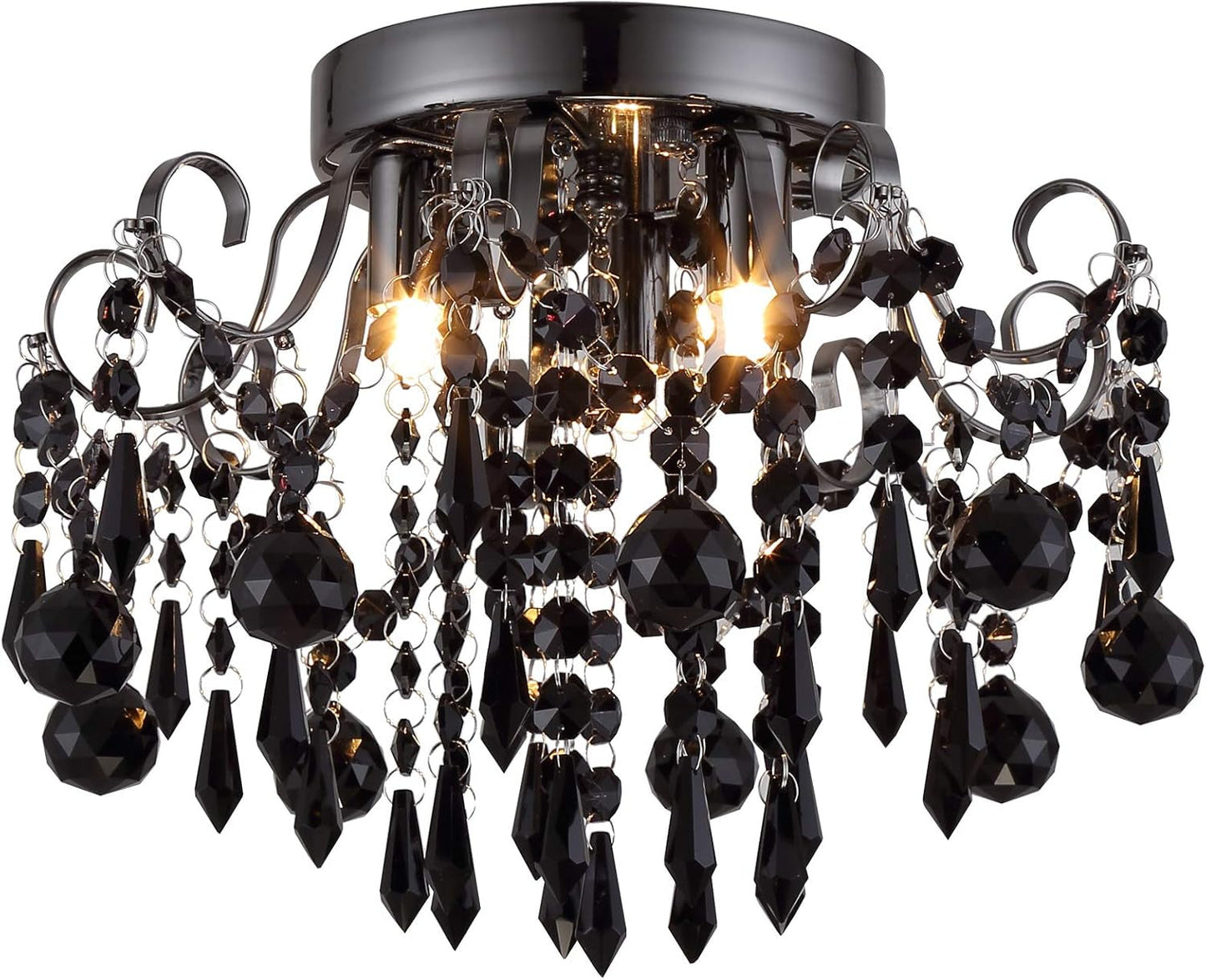 Small Crystal Flush Mount Ceiling Light 3-Light G9