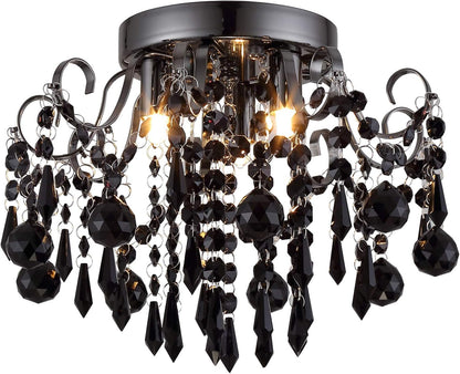 Small Crystal Flush Mount Ceiling Light 3-Light G9