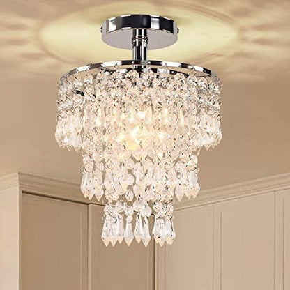 Small Crystal Chandelier Led Crystal Ceiling Lights 3 Tiers Crystal