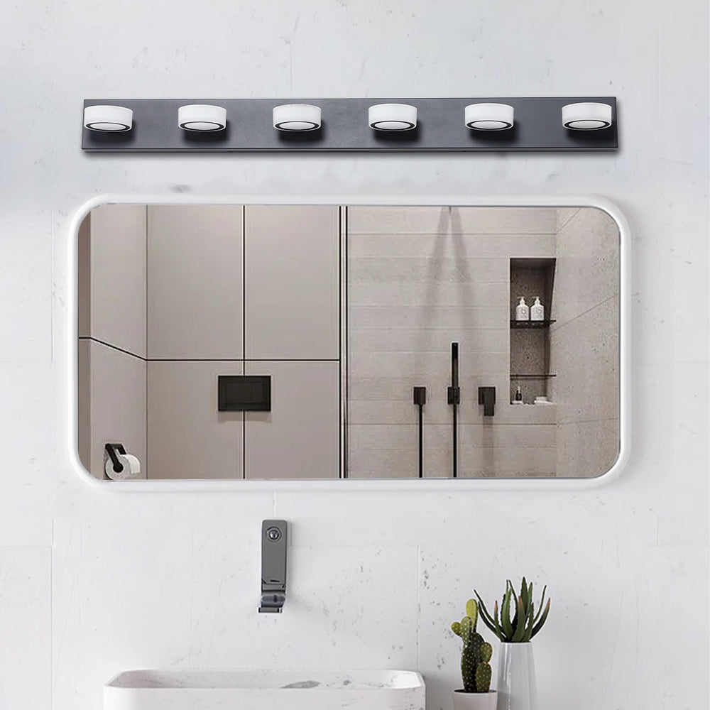 LED Modern Black 6-Light Vanity Lights Fixtures Over Mirror Bath Wall