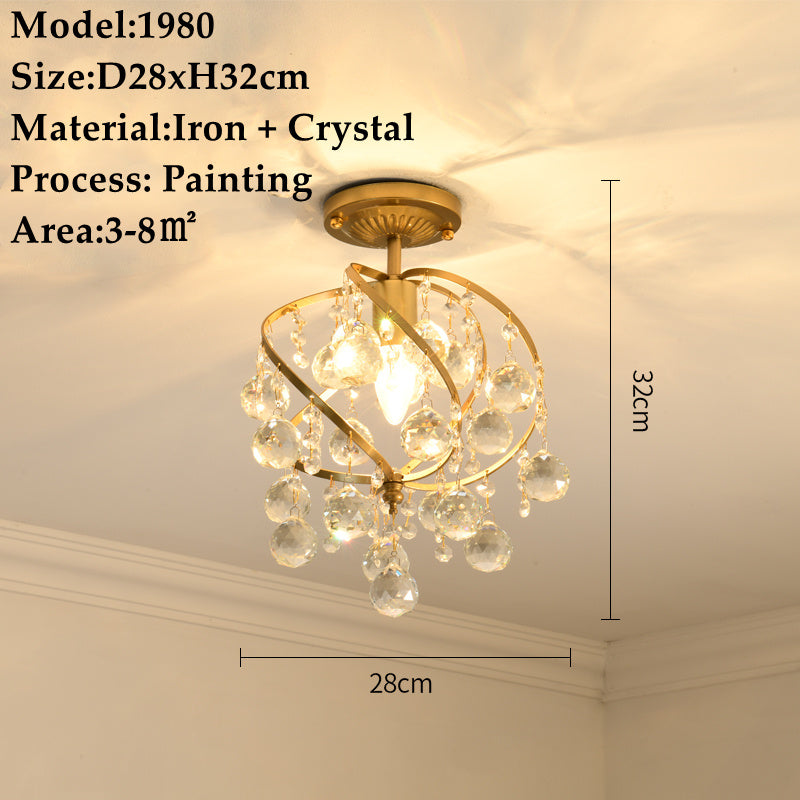 American Small Chandelier Balcony Aisle Corridor Single Head Crystal
