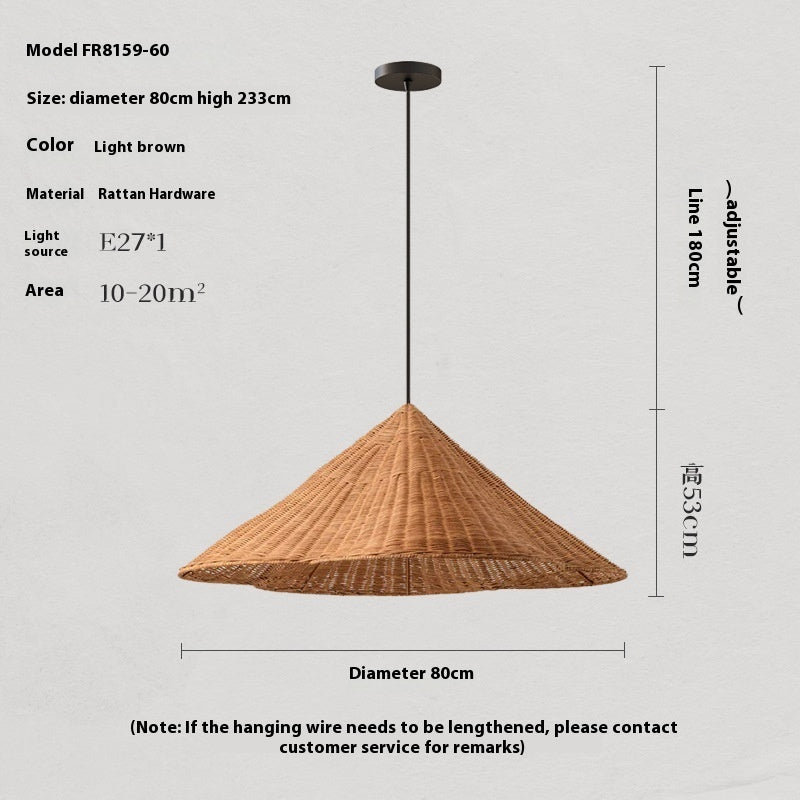 Silent Style Rattan-weaved Ceiling Lamp B & B Tea Room Zen