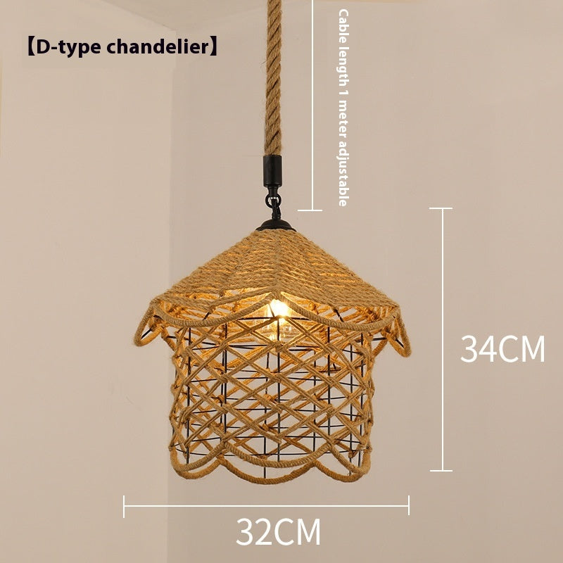 Hemp Rope Retro Restaurant Ideas Industrial Style Chandelier