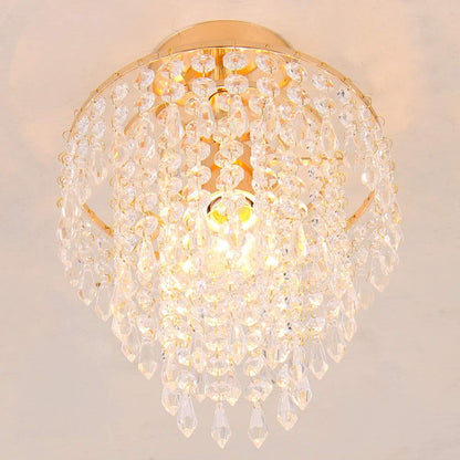 Mini Size Crystal Chandelier Modern Flush Mount Ceiling Light 3 Tiers