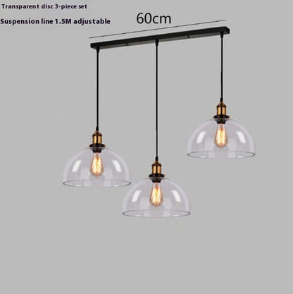Nordic Retro Simple Transparent Glass Restaurant Chandelier