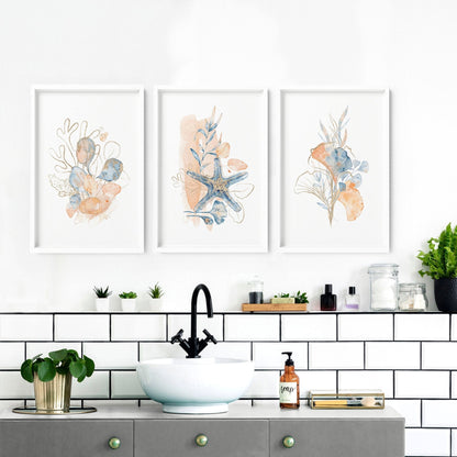 Art wall for bathroom | set of 3 wall art prints