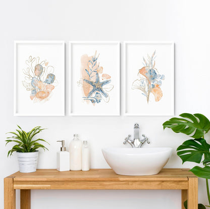 Art wall for bathroom | set of 3 wall art prints