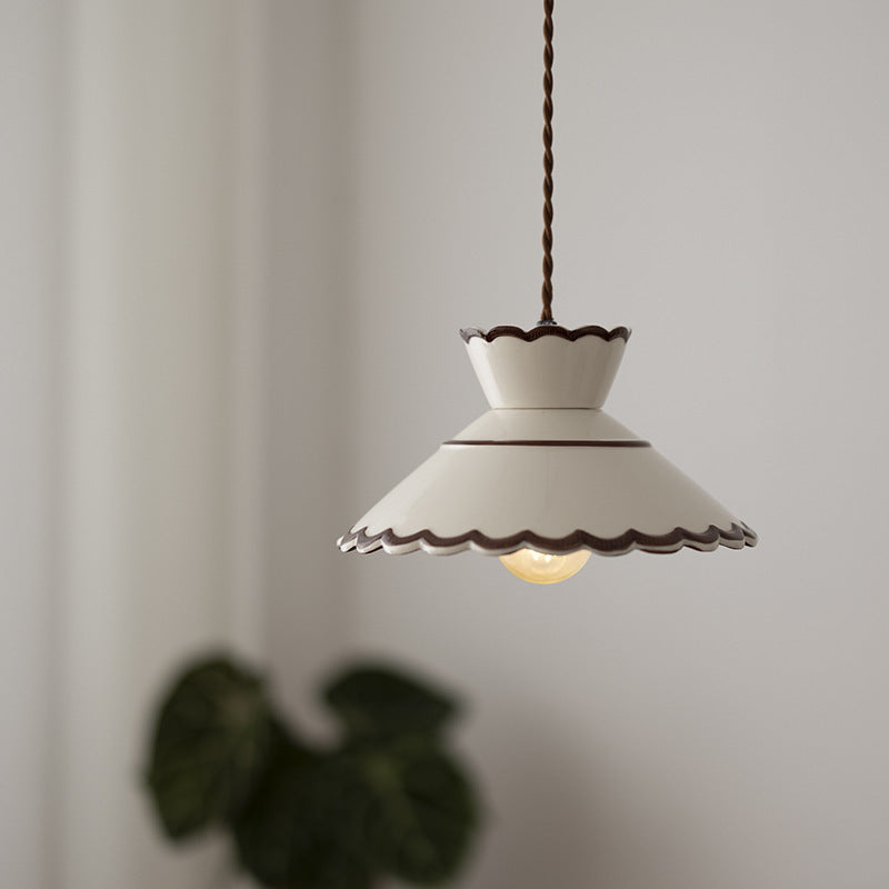 Brass & Ceramic Pendant Light for Bedside