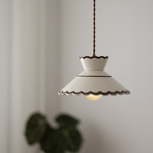 Brass & Ceramic Pendant Light for Bedside